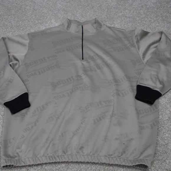 Cabelas Sweater Men's 2XL XXL Reg Gray 1/4 Zip Scent Pro Pullover L/S Sweatshirt - Picture 2 of 8